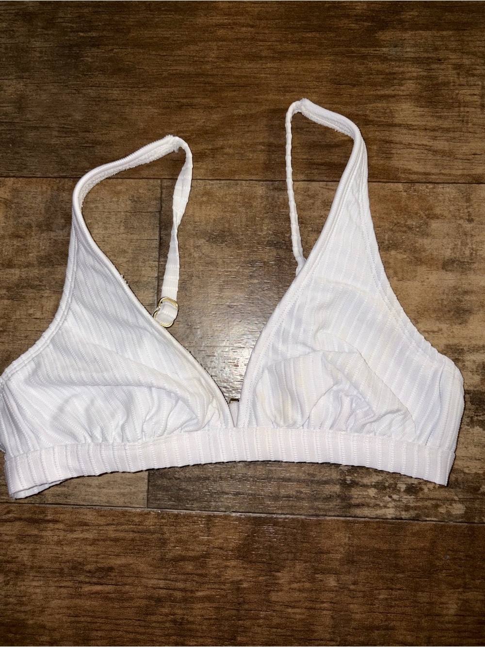 Xhilaration White Ribbed Bikini Top Size Small